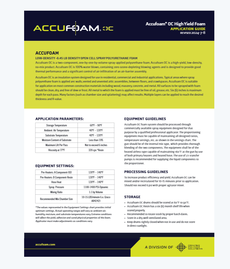 Accufoam Open Cell Application Guide