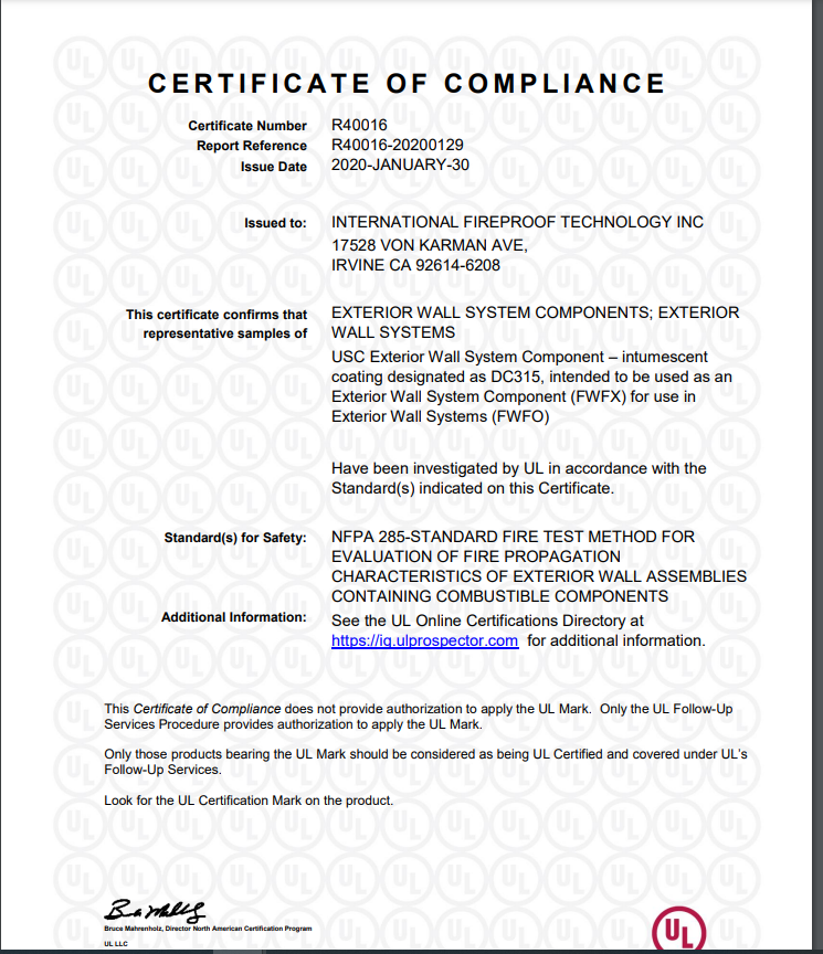 DC-315 Certificate Of Compliance-R40016