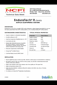 NCFI 70-012-EnduraTech R Technical Data Sheet (TDS)