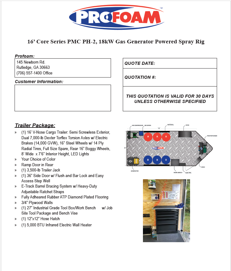 16’ Core Series PMC PH-2, 18kW Gas Generator Powered Spray Rig