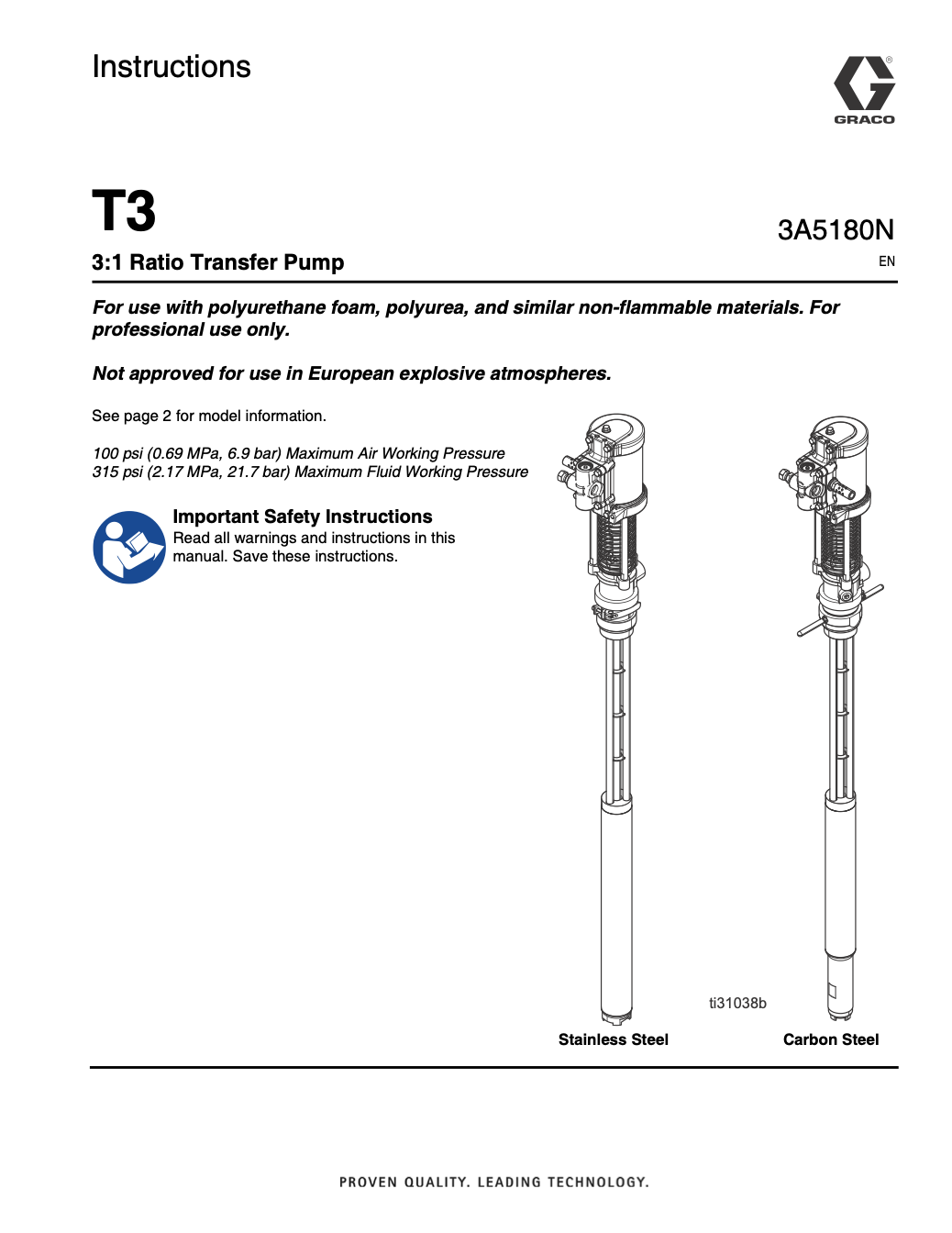 Graco T3 Transfer Pump Manual