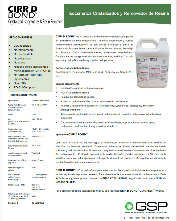 CIRR D BOND Technical Data Sheet (TDS)-Spanish Version