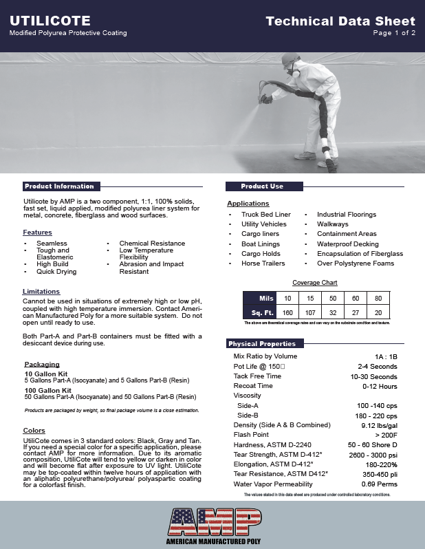 UtiliCote Modified Polyurea Protective Coating TDS