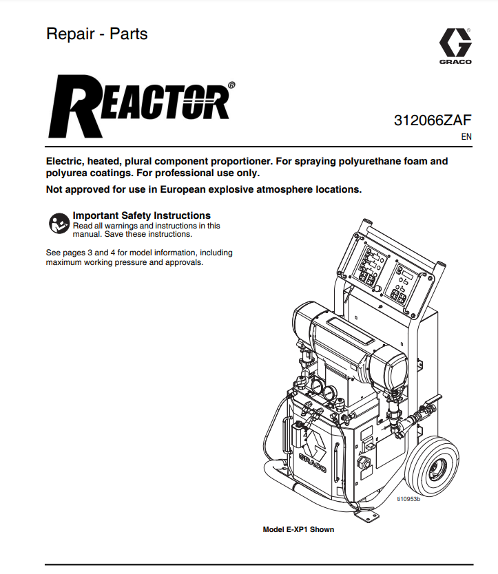 Graco E-20 and E-XP1 Repair and Parts Manual