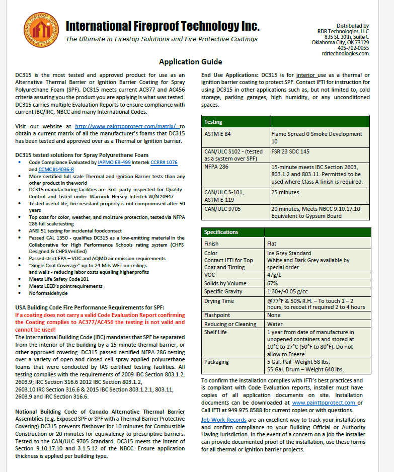 DC-315 Intumescent Coating Application Guide