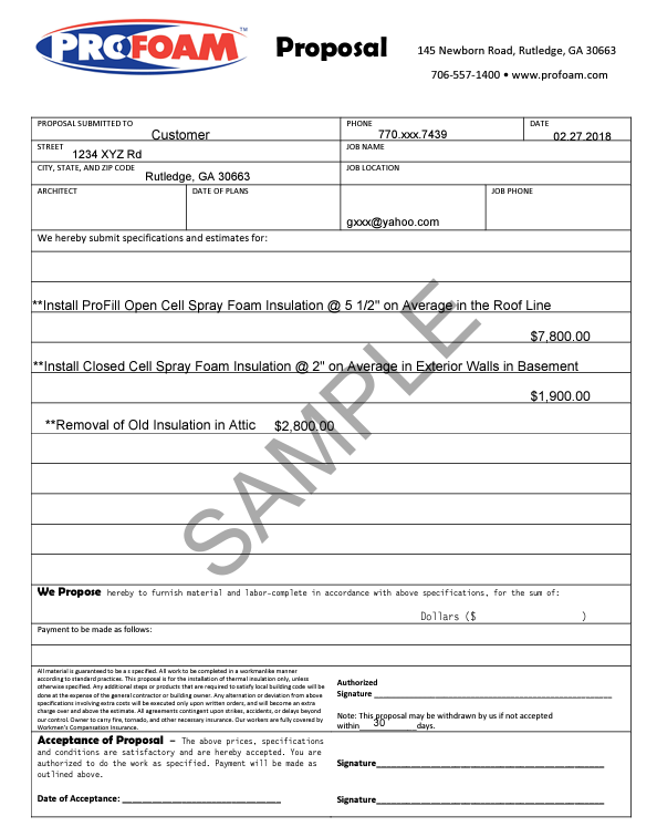 Profoam Sample Proposal