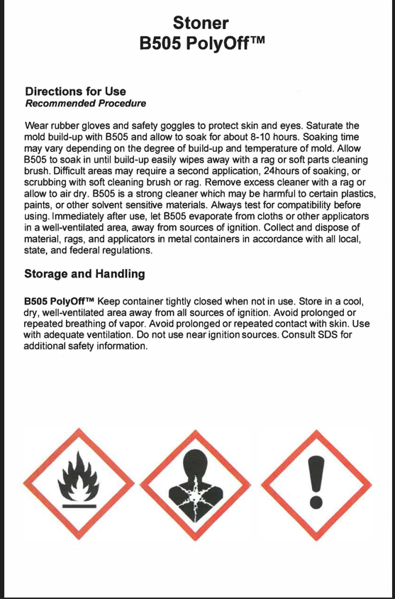 Stoner B505 PolyOff Directions for Use