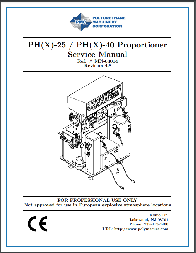 PMC PH(X)-25 / PH(X)-40 Proportioner Service Manual