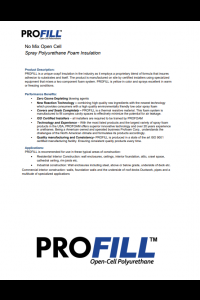 Profoam ProFill - No Mix Open Cell Technical Data Sheet (TDS)