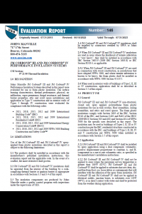 JM Corbond III and IV Spray Foam Evaluation Report