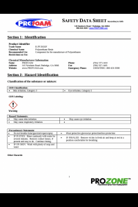 Profoam ProZone Safety Data Sheet (SDS)