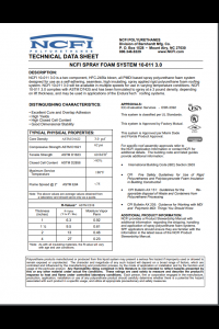 NCFI 10-011 3.0# HFC Foam Technical Data Sheet (TDS)