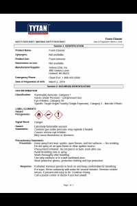 Tytan Foam Cleaner Safety Data Sheet (SDS)