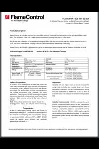 Flame Control 60-60A Thermal Barrier Technical Data Sheet (TDS)