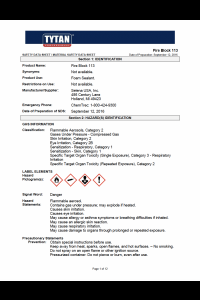 TYTAN Fire Block 113 Gun MSDS