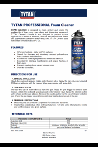 Tytan Professional Foam Cleaner Technical Data Sheet (TDS)